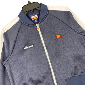 Ellesse Track Jacket Womens M Cropped Athleisure Sporty Zip Up Blue White